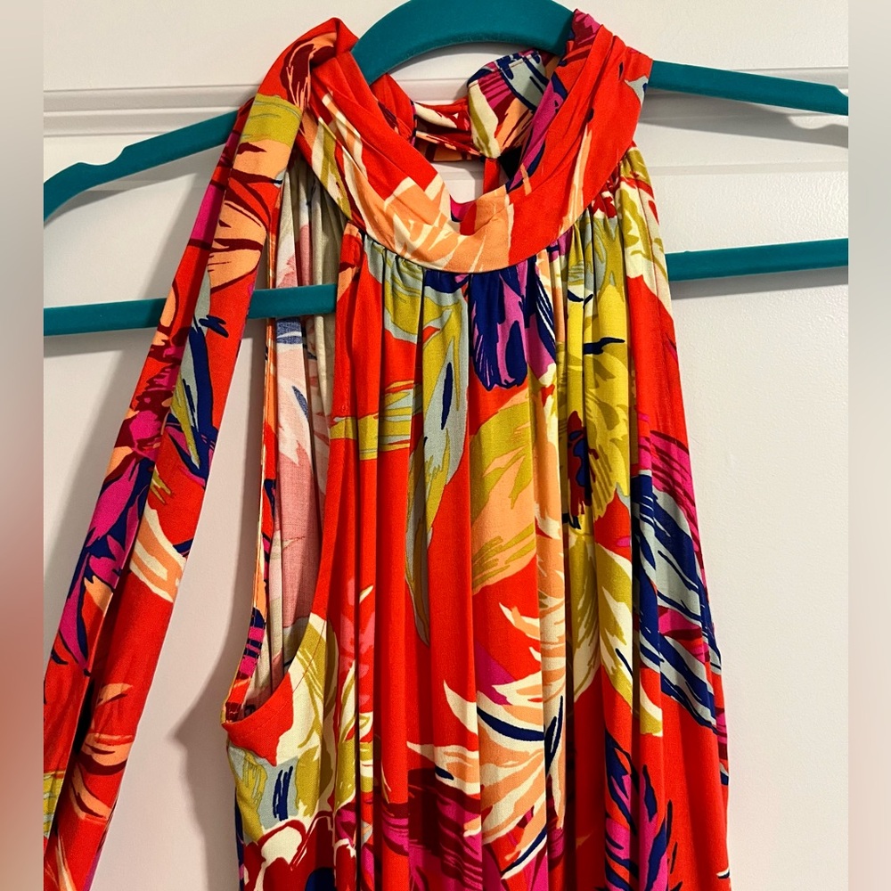 MSK Tropical Halter Maxi Dress - M - Picture 3 of 6